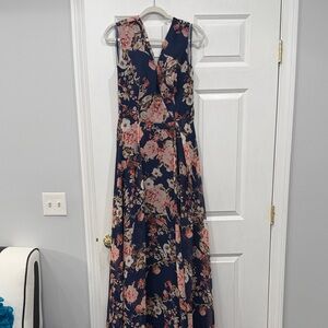 Floral Navy and Pink Maxi Dress